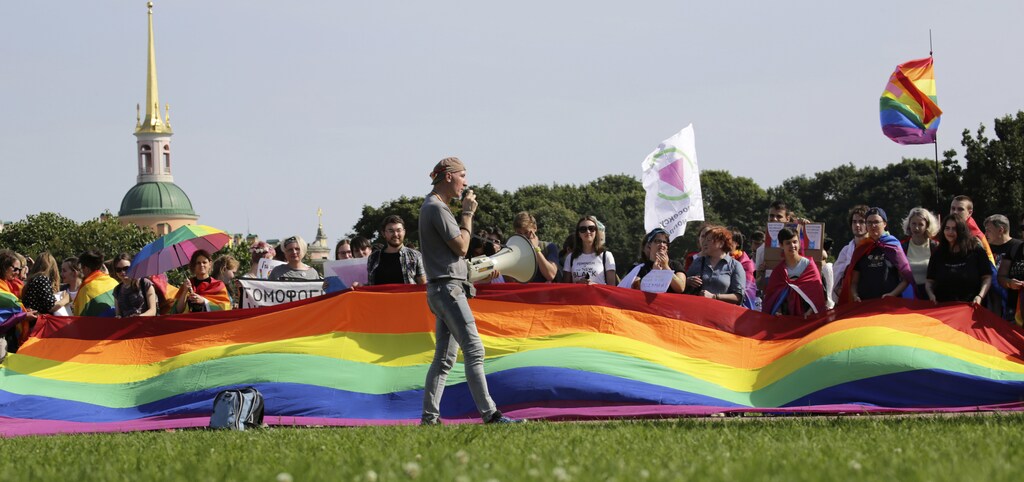 People take part in St.Petersburg Pride in St. Petersburg, Russia August 12, 2017