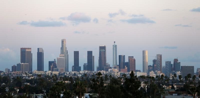 The downtown skyline is pictured in Los Angeles, California, U.S., February 22, 2018.