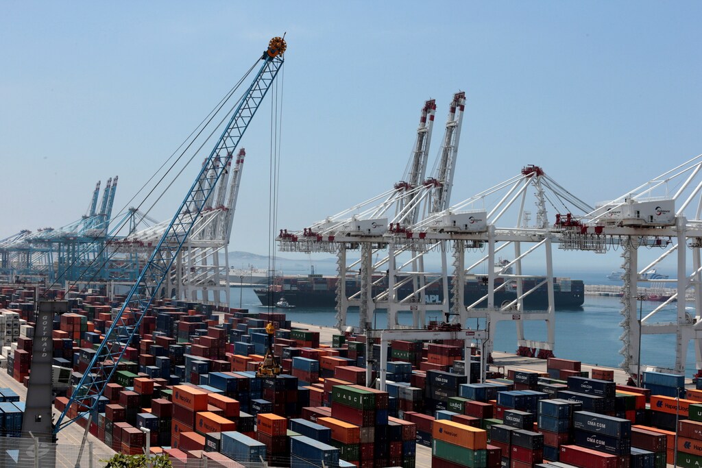 A general view of Tanger-Med container port in Ksar Sghir near the coastal city of Tangier, Morocco.