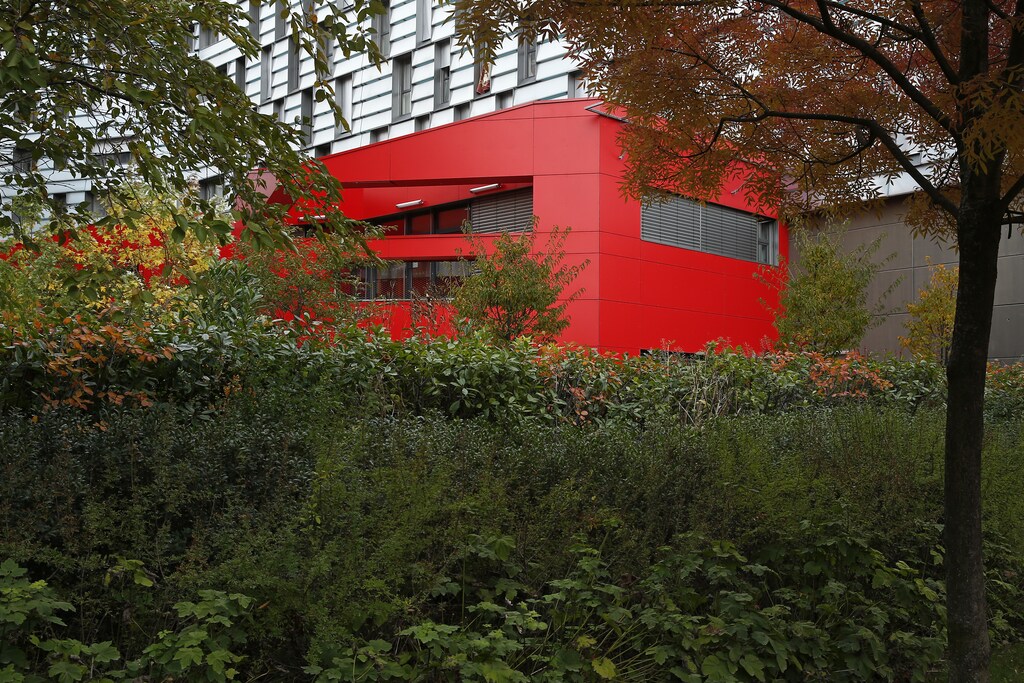 Trees and plants frame a building in the "eco-neighbourhood", Clichy-Batignolles, one of several new ecological housing developments with low energy use and carbon emissions, in Paris, France, October 22, 2015. The city of Paris presented its latest "eco-neighbourhood" ahead of the COP21, the World Climate Summit from November 30 to December 11, 2015. REUTERS/Benoit Tessier