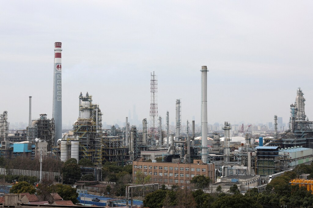 FILE PHOTO: Facilities of a Sinopec plant in Shanghai, China, March 26, 2026. REUTERS/Go Nakamura/File Photo