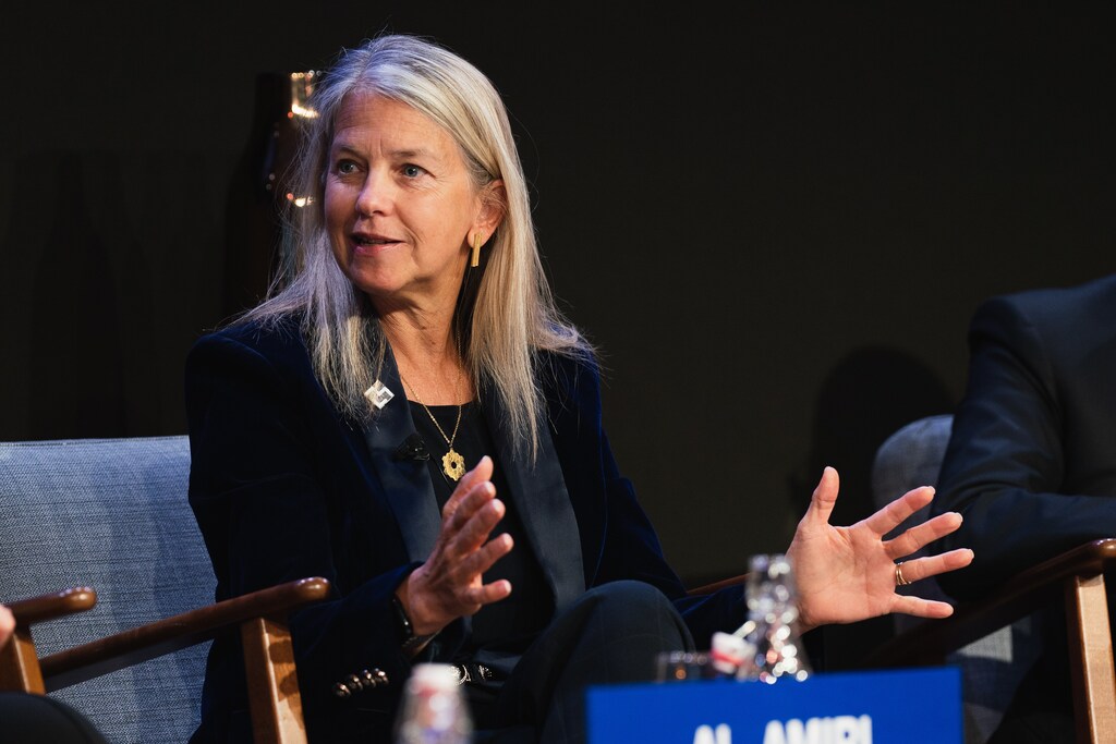 Dava Newman, Director, Massachusetts Institute of Technology (MIT) Media Laboratory, USA speaking in the Closer to the Final Frontier? session at the World Economic Forum Annual Meeting 2023 in Davos-Klosters, Switzerland,Â 19 January.Â Congress Centre - Salon Room. Copyright: World Economic Forum/Sikarin Fon Thanachaiary