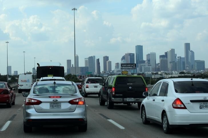 Vechicles are seen in a traffic jam in the aftermath of Tropical Storm Harvey in Houston, Texas U.S., September 5, 2017. REUTERS/Mike Blake