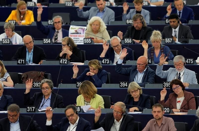 Members of the European Parliament take part in a voting session in Strasbourg, France, July 4, 2018.