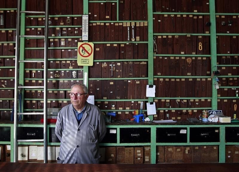 Francisco Santos waits for clients at his ironmonger shop in Sintra May 25, 2011. Santos is now selling the last of his last products before shutting down his business after firing his four employees. Finland's parliament approved Portugal's bailout package on Wednesday, with critics such as the populist True Finns party outnumbered by supporters of the 78 billion euro ($110 billion) plan by the European Union and IMF. REUTERS/Jose Manuel Ribeiro (PORTUGAL - Tags: POLITICS BUSINESS EMPLOYMENT) - GM1E75P1NHE01