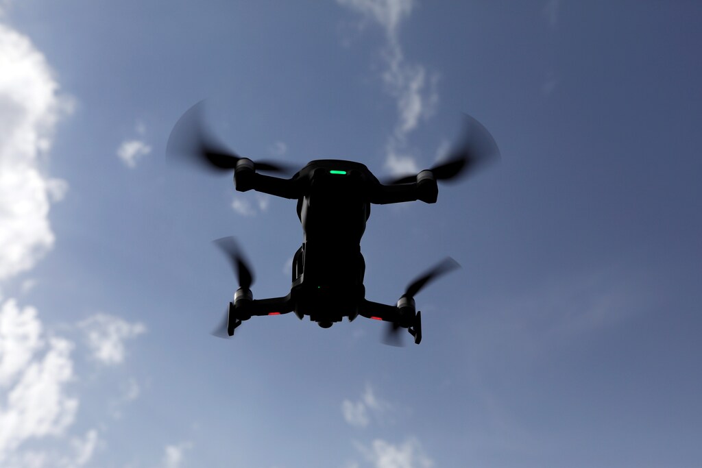 A drone flies in Nabatieh area, Lebanon October 25, 2018. REUTERS/ Jamal Saidi - RC1618C79F00