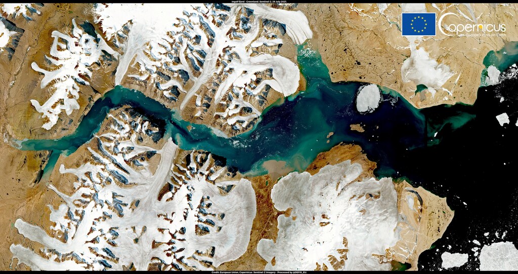A satellite image shows Ingolf Fjord, Greenland July 29, 2021.