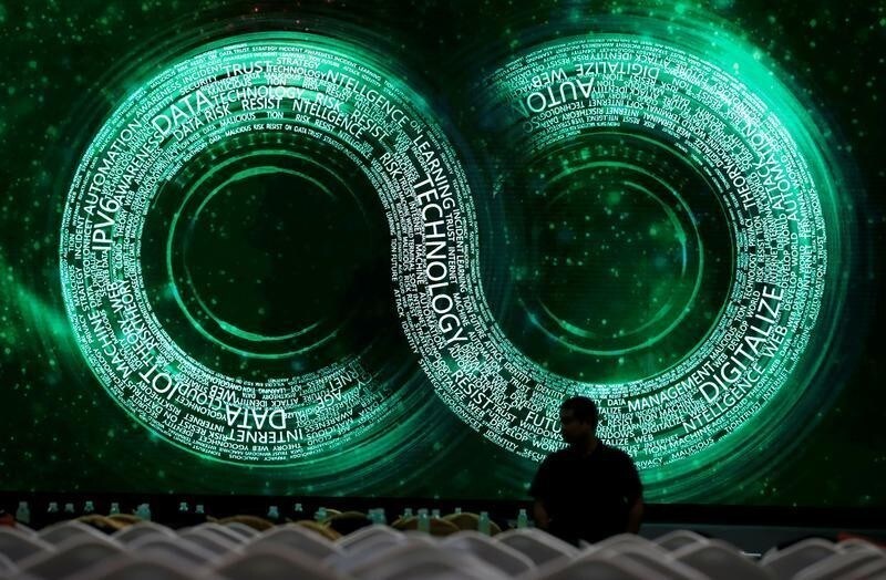 A man stands at a main hall for Internet Security Conference 2018 in Beijing, China September 4, 2018. REUTERS/Jason Lee TPX IMAGES OF THE DAY - RC1D39B89D00