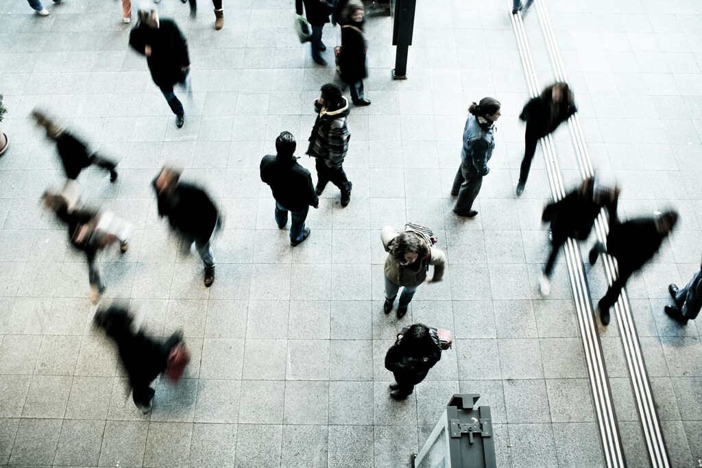 People walking in city.