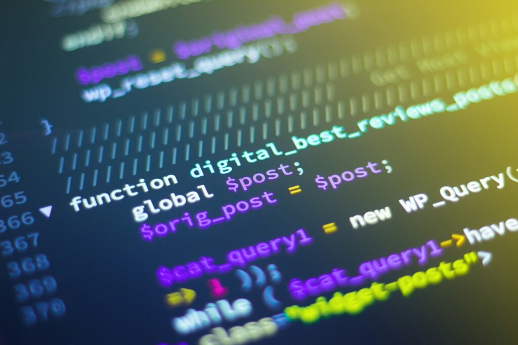 Code on a computer.