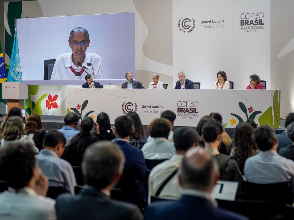 Conferencia de prensa en la COP30.
