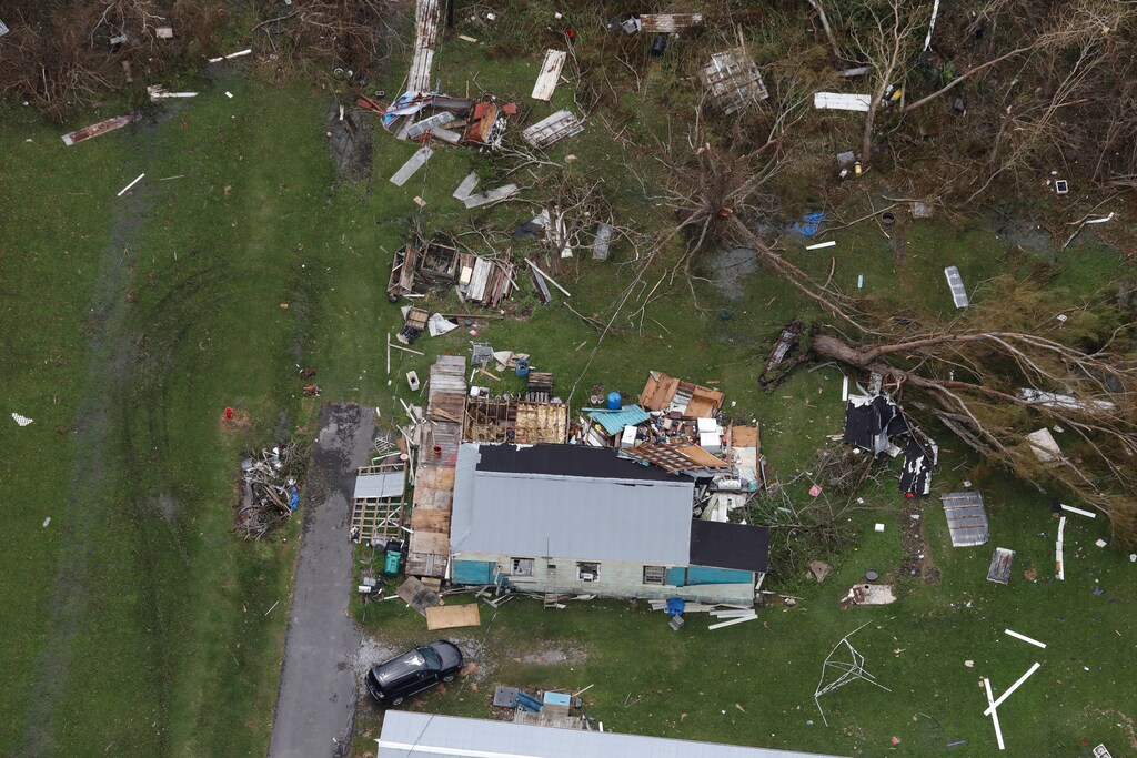 an aerial view shows destroyed houses after Hurricane Ida made landfall in Louisiana, in Cut Off, Louisiana U.S. August 31, 2021