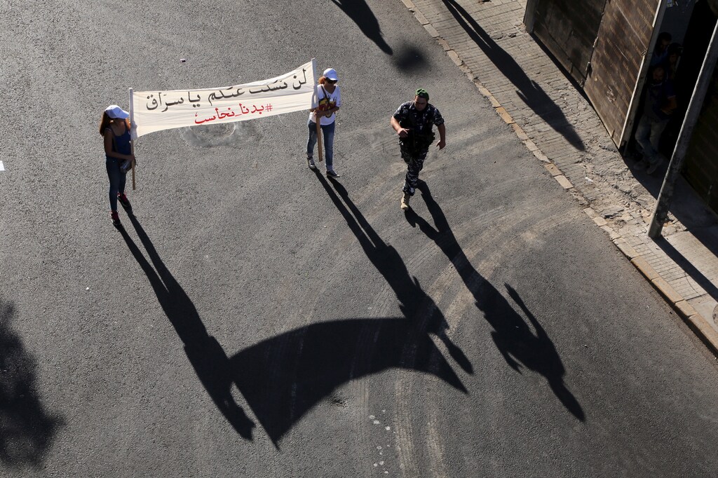 Anti-corruption protesters campaign in Beirut, Lebanon.