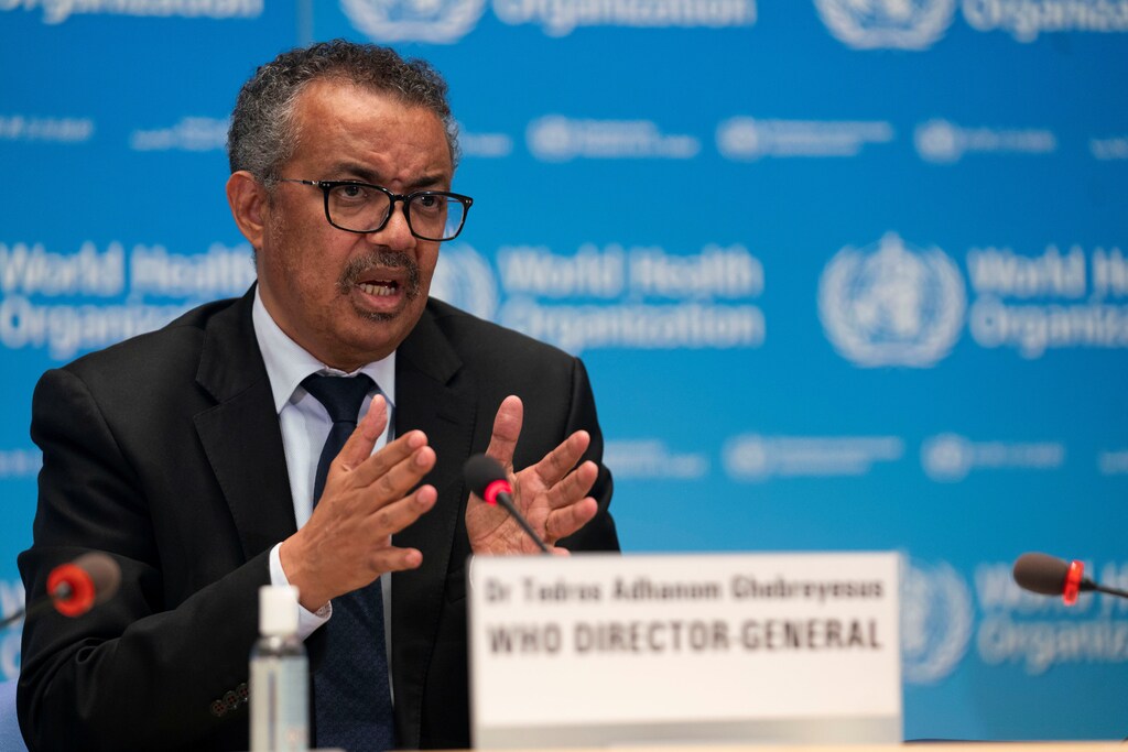 Tedros Adhanom Ghebreyesus, Director General of the World Health Organization (WHO) attends the signing of the memorandum of understanding between WHO and the WHO Foundation in Geneva, Switzerland, May 27, 2020. Christopher Black/WHO/Handout via REUTERS THIS IMAGE HAS BEEN SUPPLIED BY A THIRD PARTY - RC26XG97ZKPF