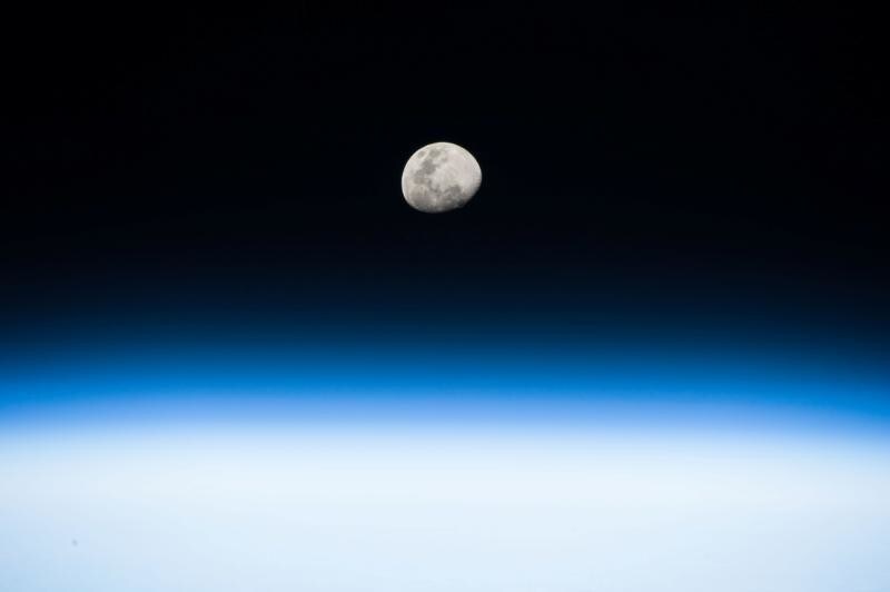 The moon rises in this photo taken in low Earth orbit by NASA astronaut Randy Bresnik from the International Space Station on August 3, 2017.