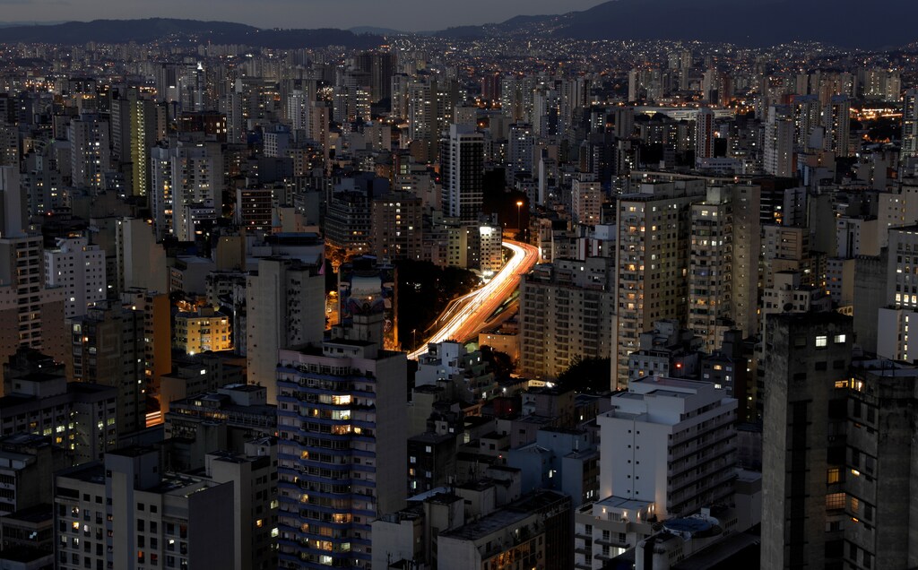 A general view shows buildings and cars driving down a main avenue in downtown Sao Paulo, Brazil, February 1, 2018.