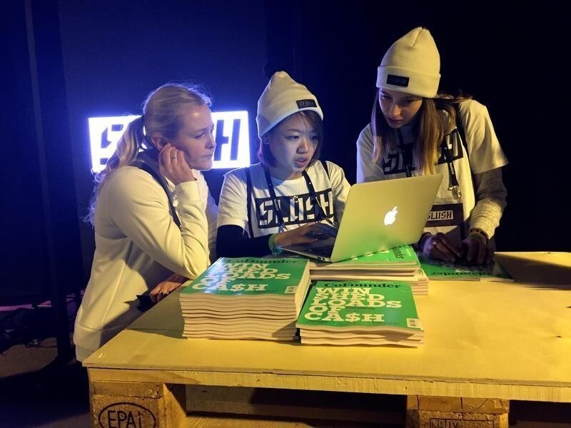 Staff is working at Slush, one of Europe's biggest tech start-up conferences in Helsinki, Finland November 30, 2016.