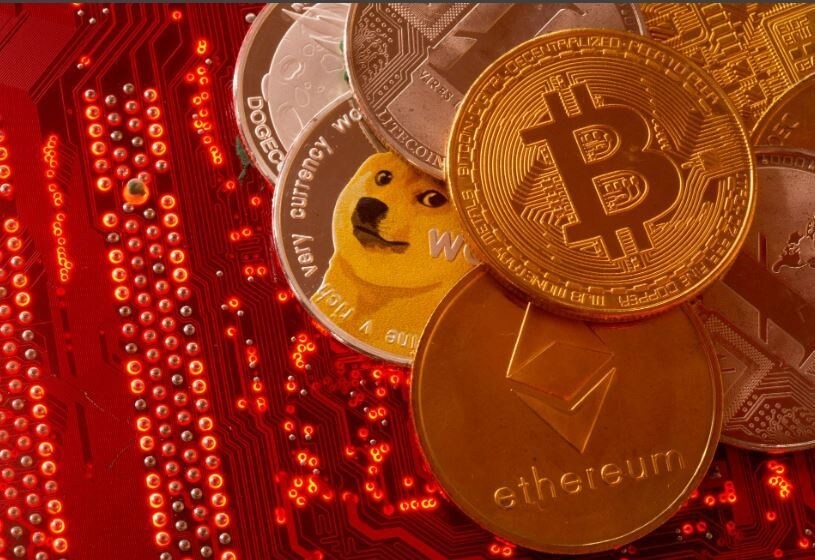Representations of various cryptocurrencies.