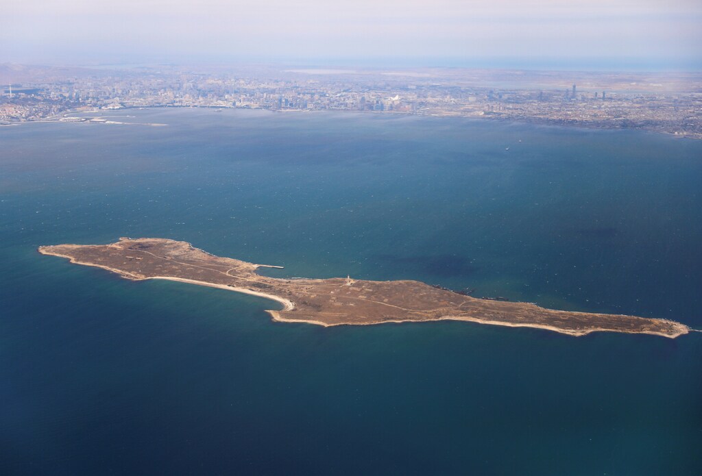 An aerial view of the Caspian Sea near the city of Baku is pictured through the window of Turkish Airlines airplane, ahead of Europa League Final, in Baku Azerbaijan May 27, 2019. REUTERS/Amr Abdallah Dalsh - RC13AB560F30