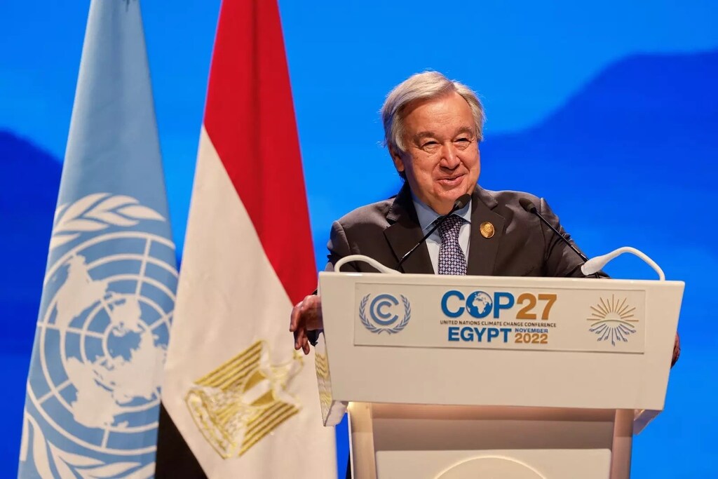 "Estamos en una autopista hacia el infierno climático con el pie en el acelerador", dice Antonio Guterres, mientras asiste a la cumbre del clima COP27.