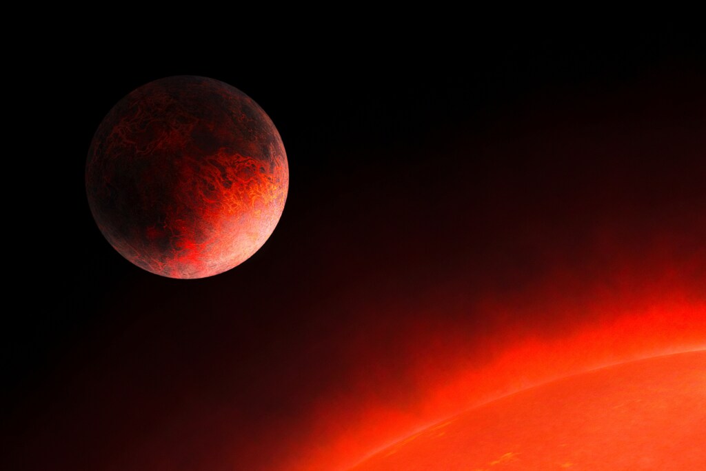 This illustration shows a newly discovered exoplanet called GJ 367b, that is located roughly 31 light years from Earth and orbits its star in only about 8 hours, with a density greater than our planet's and an internal structure similar to that of Mercury. SPP 1992/Patricia Klein/Handout via REUTERS THIS IMAGE HAS BEEN SUPPLIED BY A THIRD PARTY. NO RESALES. NO ARCHIVES. MANDATORY CREDIT