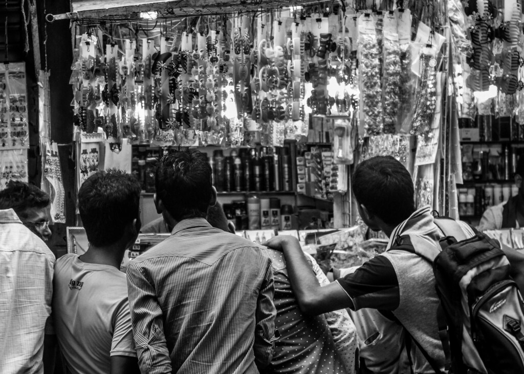 Boys at a market in Dhaka, Bangladesh.