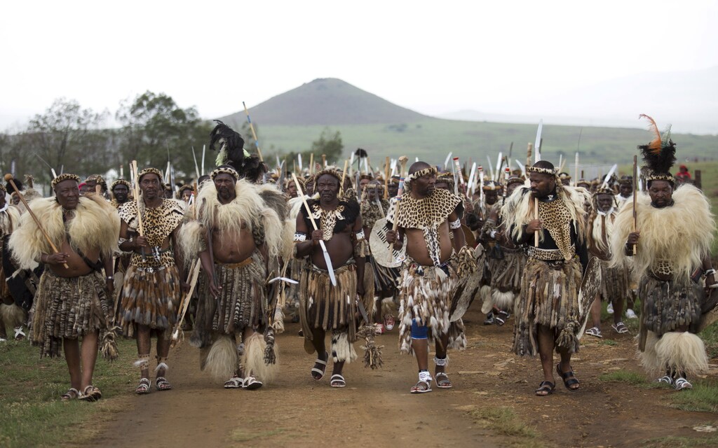 Zulu warriors prepare to enact the Battle of Isandlwana at Isandlwana, South Africa January 23, 2016. The battle took place on January 22, 1879, and was the first major encounter in the Anglo-Zulu War between the British Empire and the Zulu Kingdom. REUTERS/Rogan Ward TPX IMAGES OF THE DAY - GF20000104549