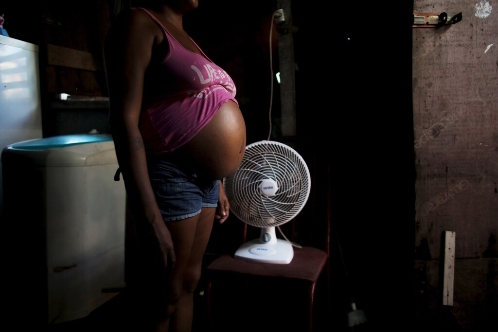 Daniele Kelly, 31, who is seven months pregnant, poses at the entrance of her stilt house, a lake dwelling also known as palafitte or 'Palafito', in Recife, Brazil, February 6, 2016. The Zika virus, linked to thousands of birth defects in Brazil, is primarily transmitted through mosquito bites, but word surfaced this week of infections through sex and blood transfusions. REUTERS/Nacho Doce TPX IMAGES OF THE DAY - GF10000298977