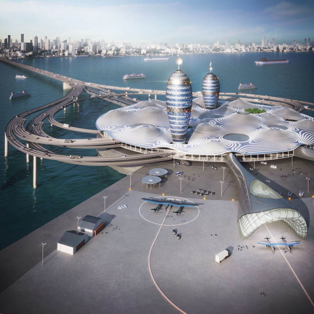 japan spaceport tokyo new designed architect space moon lunar water science astronomy chemistry biology life outer planet mars exploration NASA national space agency orbit craft shuttle rocket space x