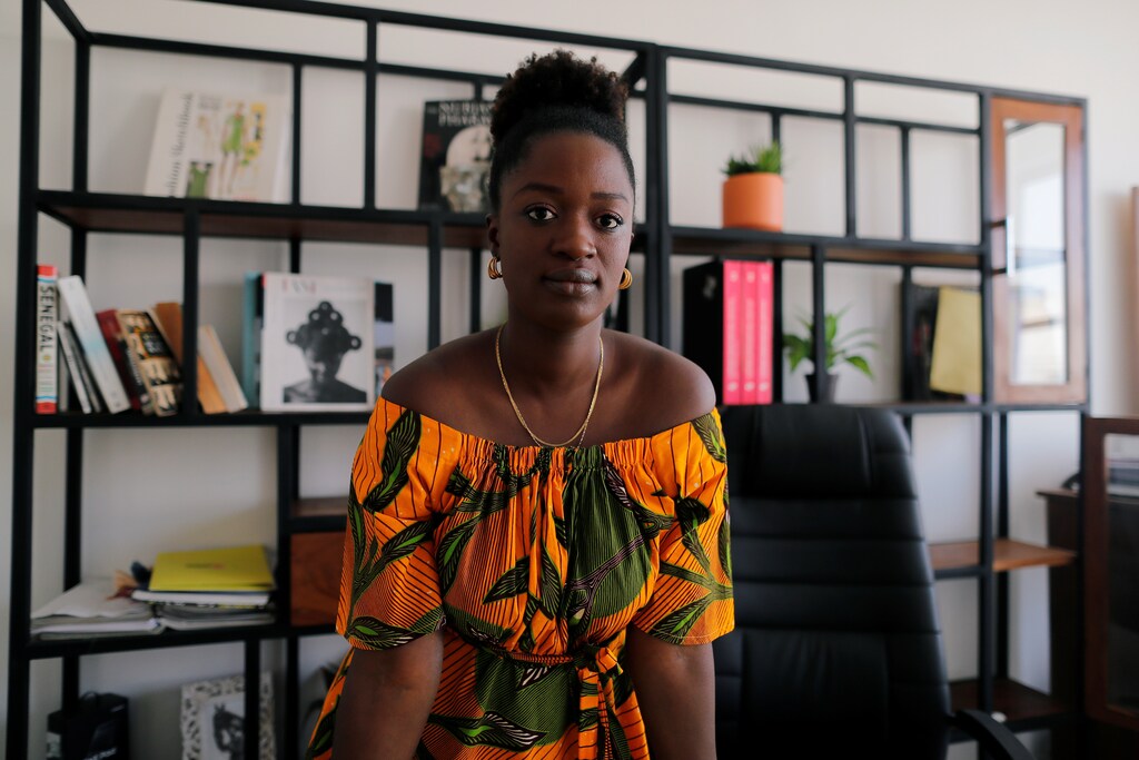 Sophie Zinga, a fashion designer poses for a photograph at her office in Dakar, Senegal February 13, 2019. Zinga is hoping the next president will do more to empower women, train youths and boost the creative industry to turn Dakar into the fashion hub of West Africa. Picture taken February 13, 2019 REUTERS/ Zohra Bensemra - RC198DAD9B90