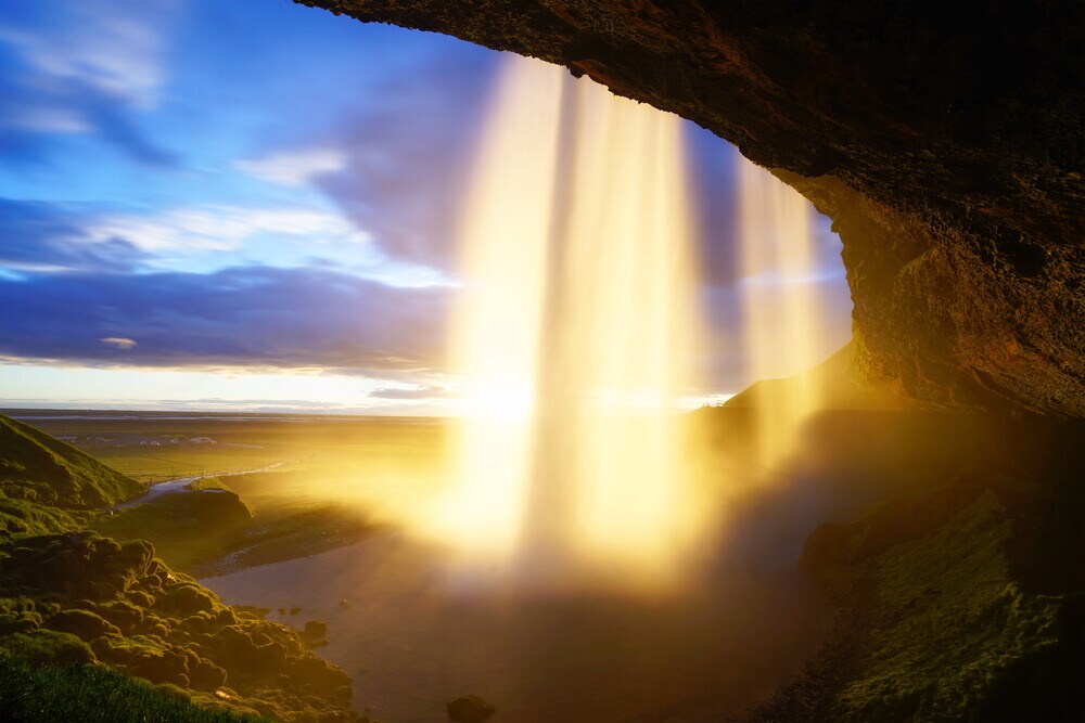 Waterfall in nature setting.