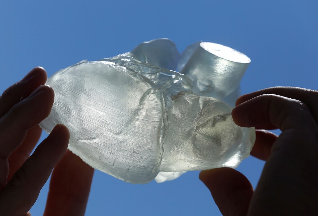 A three-dimensional printout of a human heart is seen at the Heidelberg University Hospital (Universitaetsklinikum Heidelberg) in Heidelberg, Germany, August 14, 2018. Picture taken August 14, 2018. To match Insight HEALTHCARE-MEDICAL TECHNOLOGY/AI REUTERS/Ralph Orlowski - RC1383DDBDD0