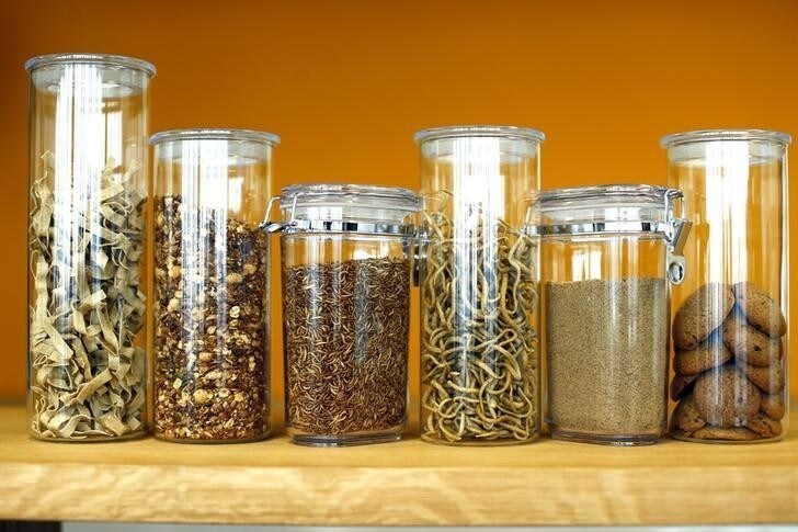 Larvae and food made of insect protein are pictured at the headquarters of German retailer Metro AG in Duesseldorf, Germany March 02, 2018. REUTERS/Thilo Schmuelgen