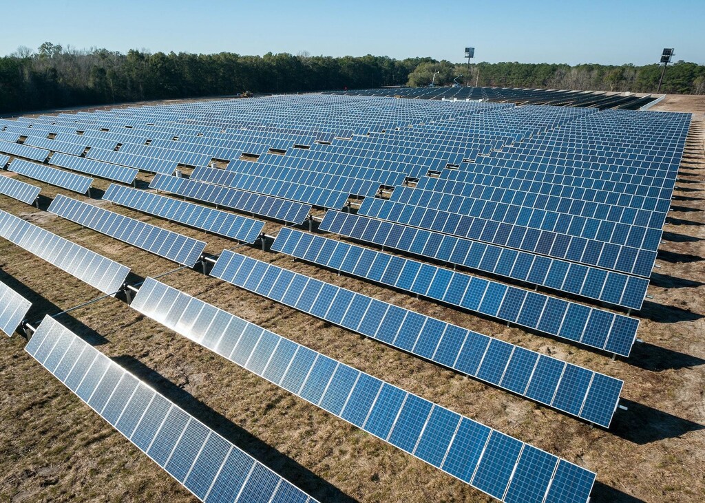 Rows of solar panels.