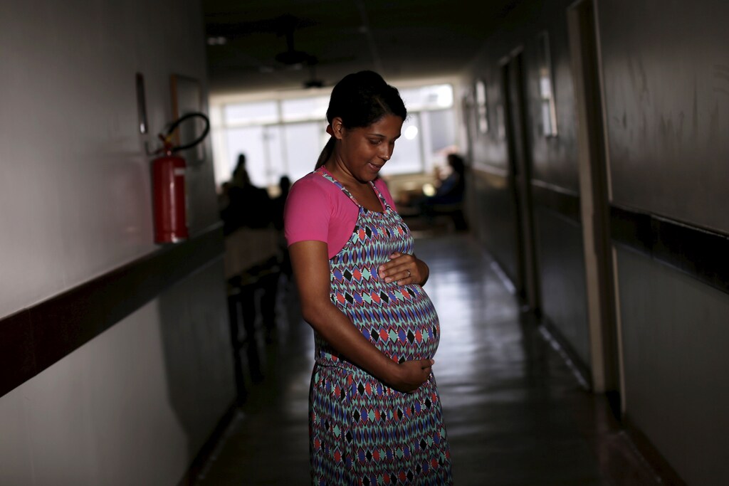 Joseilda Maria, who is nine months pregnant, poses for a picture at the IMIP hospital in Recife, Brazil, January 28, 2016.