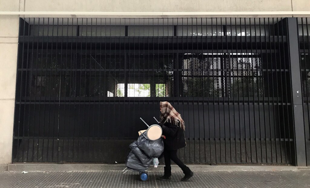 A homeless woman pushes a cart near the Congress in Buenos Aires, Argentina November 23, 2018. REUTERS/Marcos Brindicci - RC19A6499300