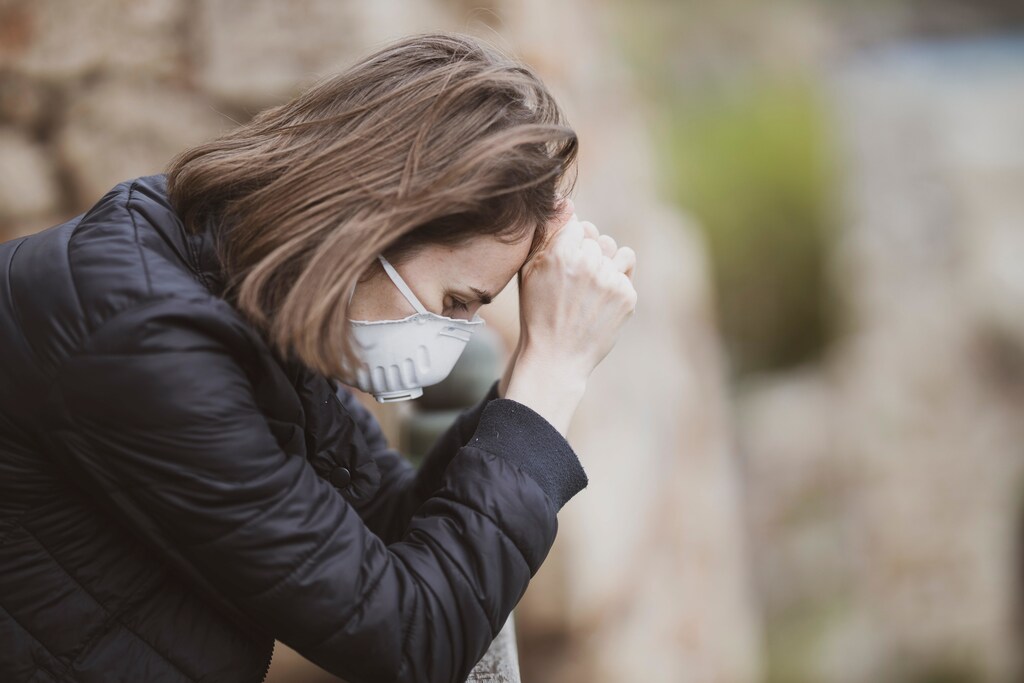 a woman looking stressed