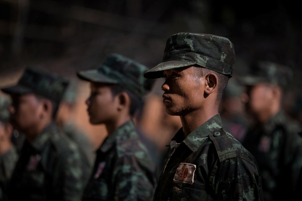 A new recruit of the Bamar People's Liberation Army (BPLA) stands during a training session at a camp in territory belonging to the Karen National Liberation Army (KNLA), in Karen State, Myanmar, March 6, 2024. A dense bamboo forest in rebel-held territory surrounds the training ground in eastern Myanmar where more than 100 young people, mostly in their twenties, are undergoing rigorous military drills. From former chefs to ex-journalists, rappers and poets, people from all walks of life have joined the resistance movement with a single goal: to overthrow the military regime that seized power in the Southeast Asian nation in 2021. REUTERS/Stringer SEARCH "MYANMAR BPLA ARMY" FOR THIS STORY. SEARCH "WIDER IMAGE" FOR ALL STORIES.