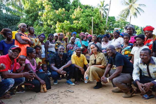 Idris and Sabrina Elba visit Maboikandoh, Sierra Leone. On an IFAD programme working to reduce rural poverty and food insecurity on a sustainable basis through agriculture.