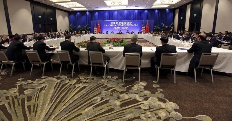 Chinese President Xi Jinping speaks at a U.S.-China business roundtable, comprised of U.S. and Chinese CEOs, in Seattle, Washington September 23, 2015. The Paulson Institute, in partnership with the China Council for the Promotion of International Trade, co-hosted the event.