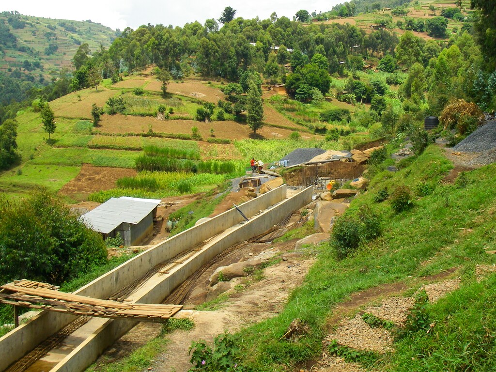 Construction of small hydro plant and canal northwestern Rwanda; climate adaptation and mitigation.