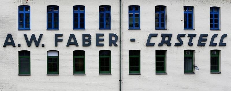 Faber-Castell company name, manufacturer of wood-cased pencils, is pictured at the museum in Stein near Nuremberg, Germany January 16, 2018. Picture taken January 16, 2018.