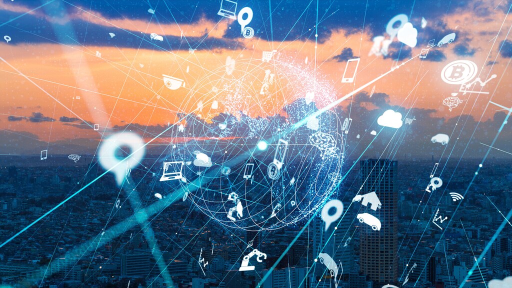 IoT(Internet of Things) concept. ICT(Information Communication Technology). Smart city.