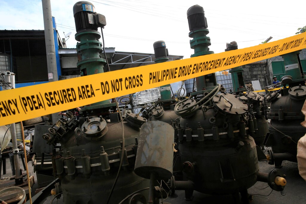 aboratory equipment used in the productions of methamphetamine hydrochloride or Shabu is seen during a Philippine Drug Enforcement Agency destruction of chemicals and other evidence in Valenzuela city, north of Manila, Philippines May 24, 2016.