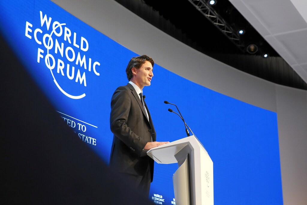 Canadian Prime Minister Justin Trudeau addresses Davos participants