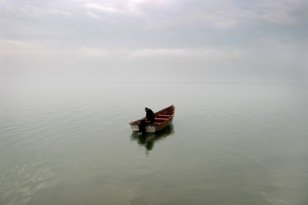 a picture of a boat out at sea