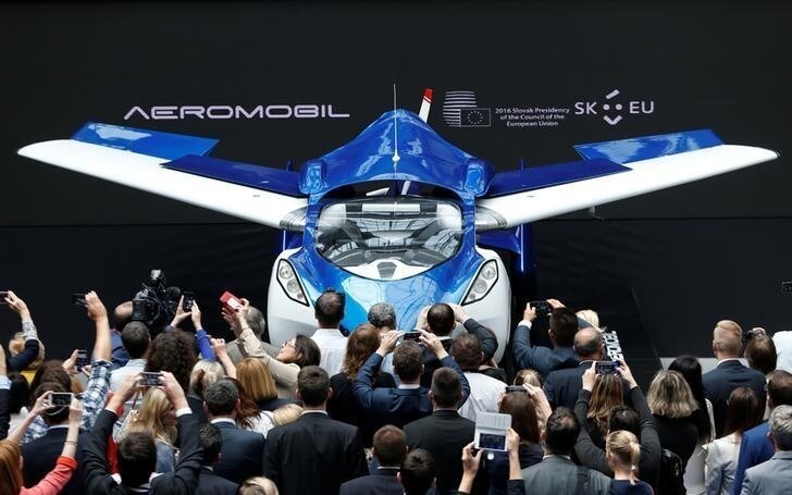 AeroMobil, a flying car prototype, is pictured during a ceremony marking the taking over of the rotating presidency of the European Council by Slovakia, in Brussels, Belgium, July 7, 2016. REUTERS/Francois Lenoir