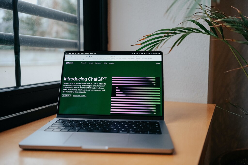 A computer displaying AI tool ChatGPT on its screen.