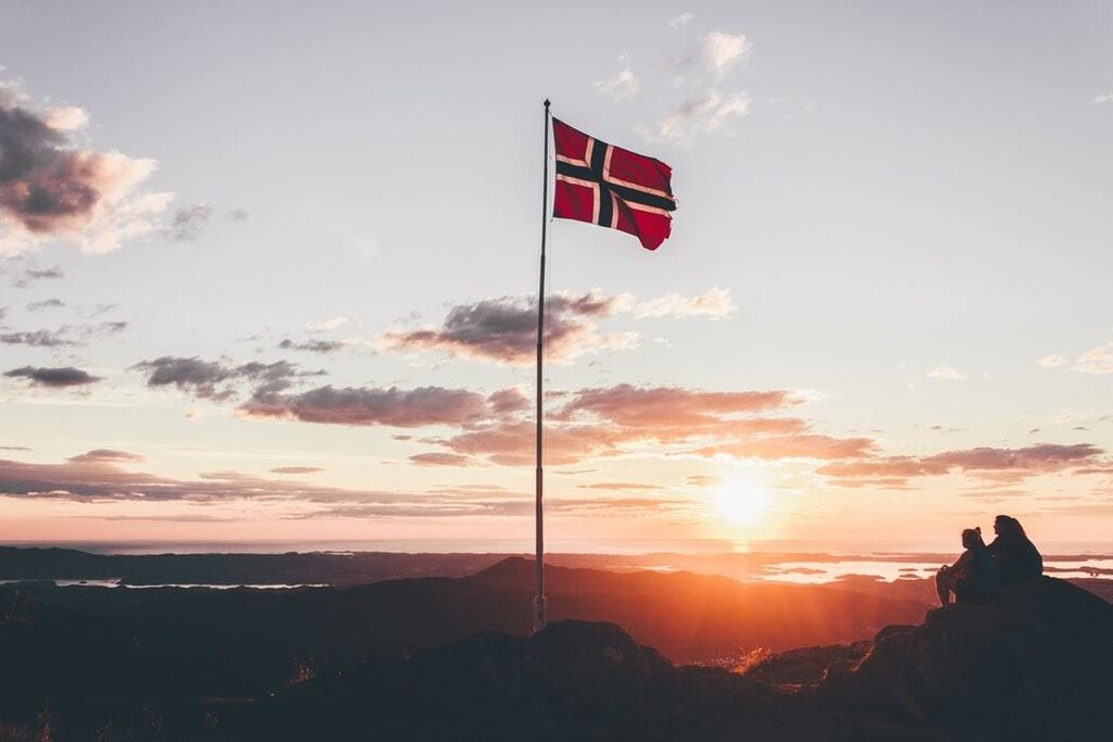 The flag of Norway.