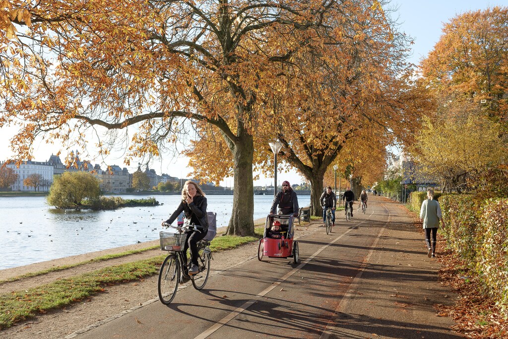Cyclists in Copenhagen, Denmark. The city is a leader in human-centric sustainable urban mobility.